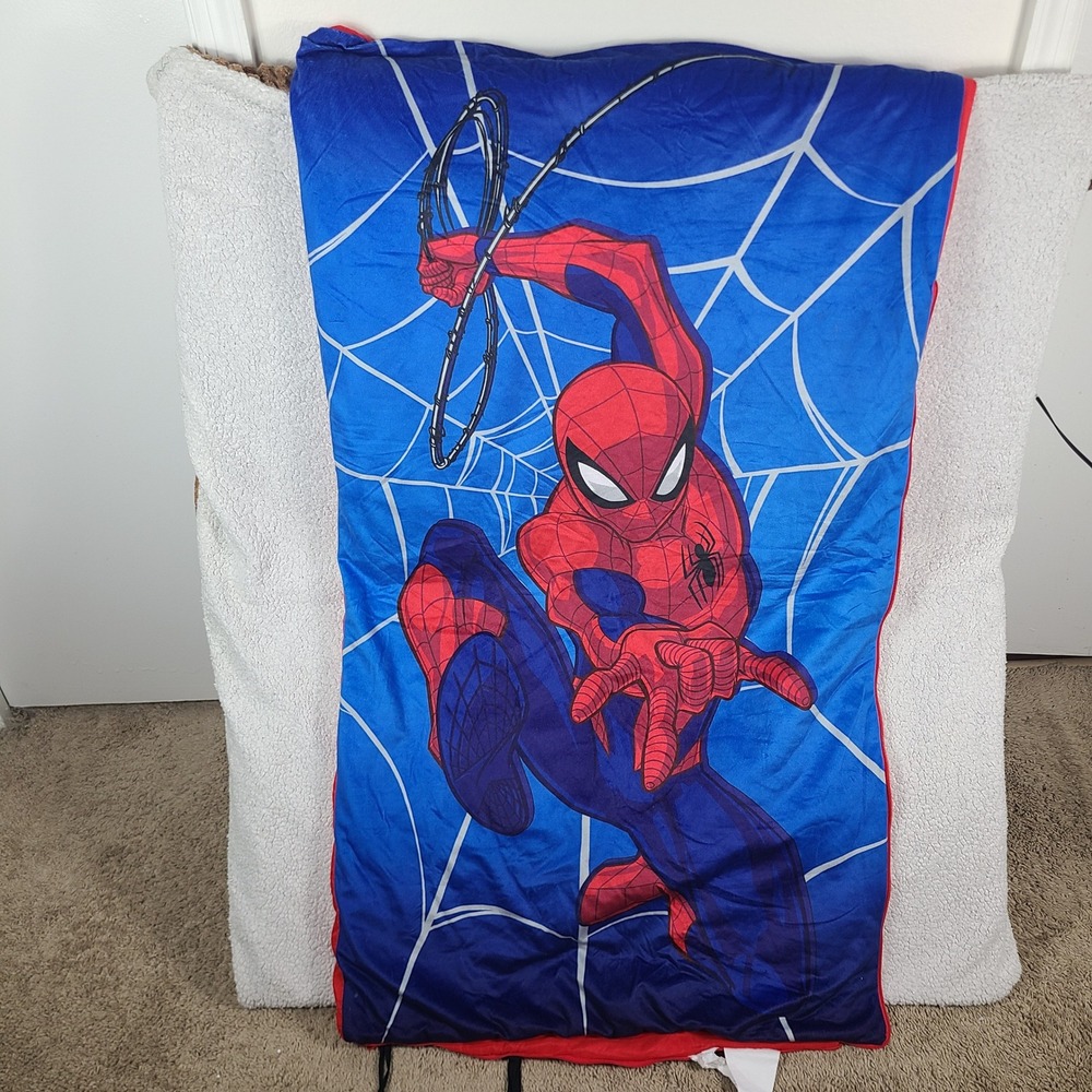 Marvel Spiderman Kids Sleeping Bag Blue Red Web Slumber Bag 53x29